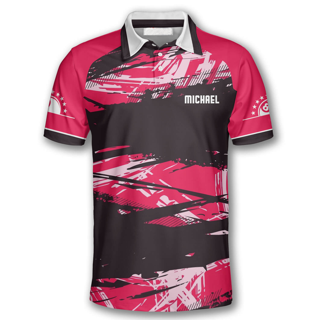 Custom 3D All Over Print Pink Grunge Custom Billiard Polo Shirts for Men, Idea Cool Gift for Billiard Team