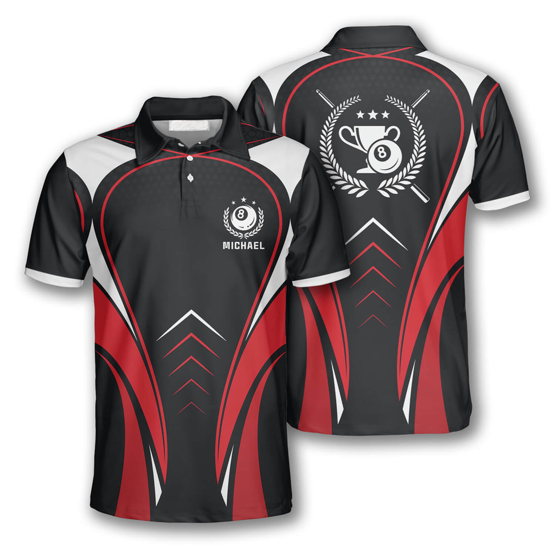 Custom Billiard Sports Style Red Black Custom Billiard Shirts For Men, Gift For Billiard Player