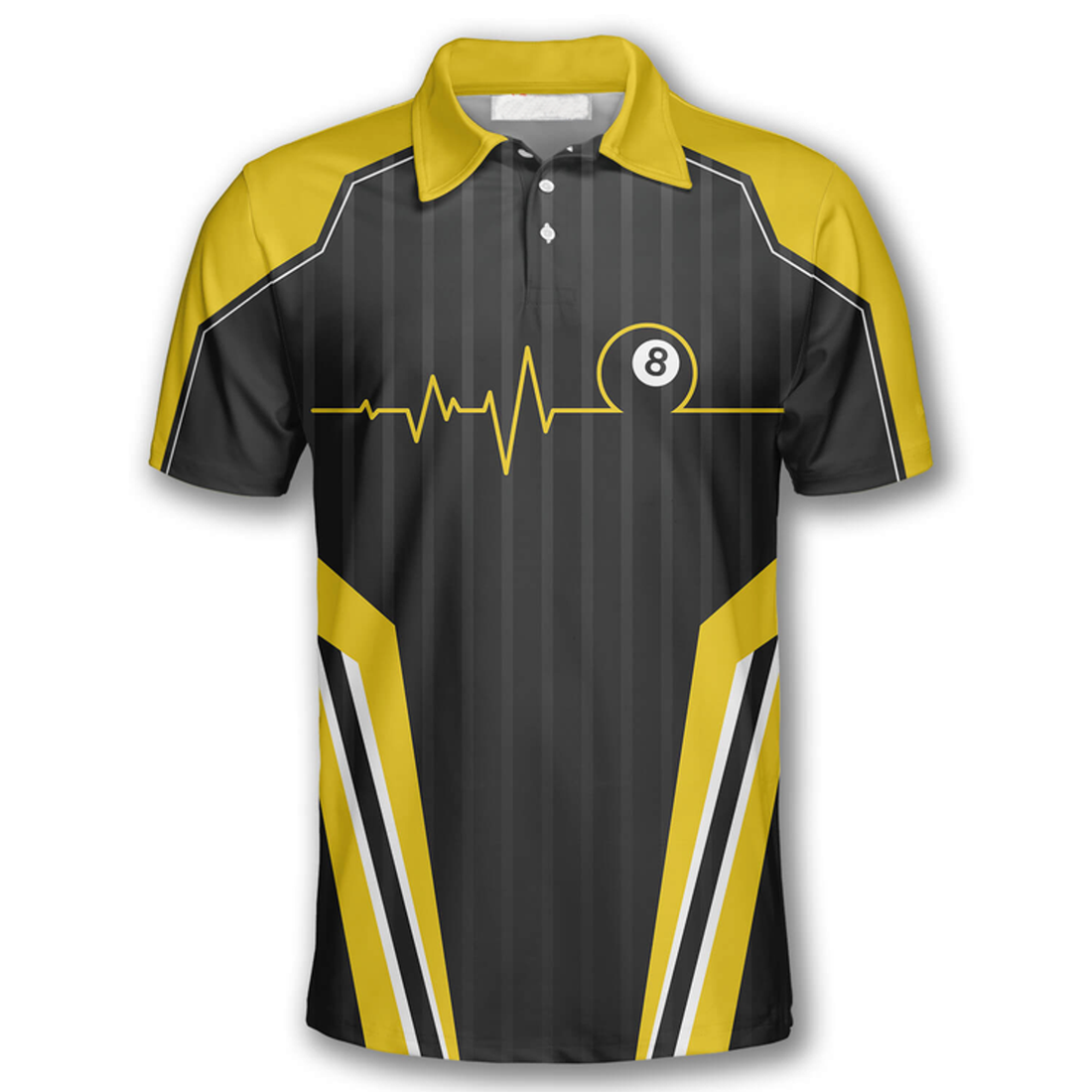 Custom Billiard Yellow Heartbeat Sports Style Custom Billiard Shirts For Men, Best Shirt Team Billiard Uniform