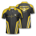 Custom Billiard Yellow Heartbeat Sports Style Custom Billiard Shirts For Men, Best Shirt Team Billiard Uniform