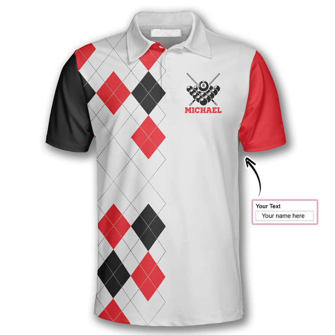 Custom Billiards Aim Shoot Swear Repeat Custom Billiard Shirts for Men, Custom Billiard Shirts for Team, Men's Billiard Polo Shirts