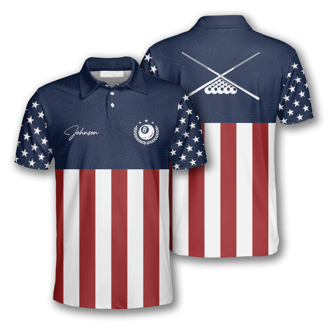 Custom 3D All Over Pint Billiard American Flag Navy Custom Billiard Shirts For Men, Flag Shirt, Billiard Shirt