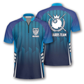 Custom Zipper Polo Shirt Blue Abstract Sports Style Custom Billiard Jerseys for Men, Shirt for Billiard Player