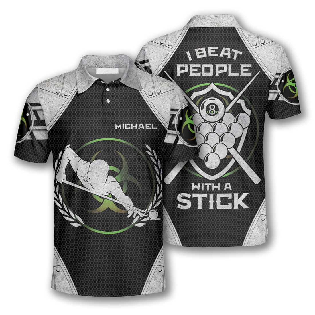 Custom Billiards Silhouette I Beat People With A Stick Custom Billiard Shirts For Men