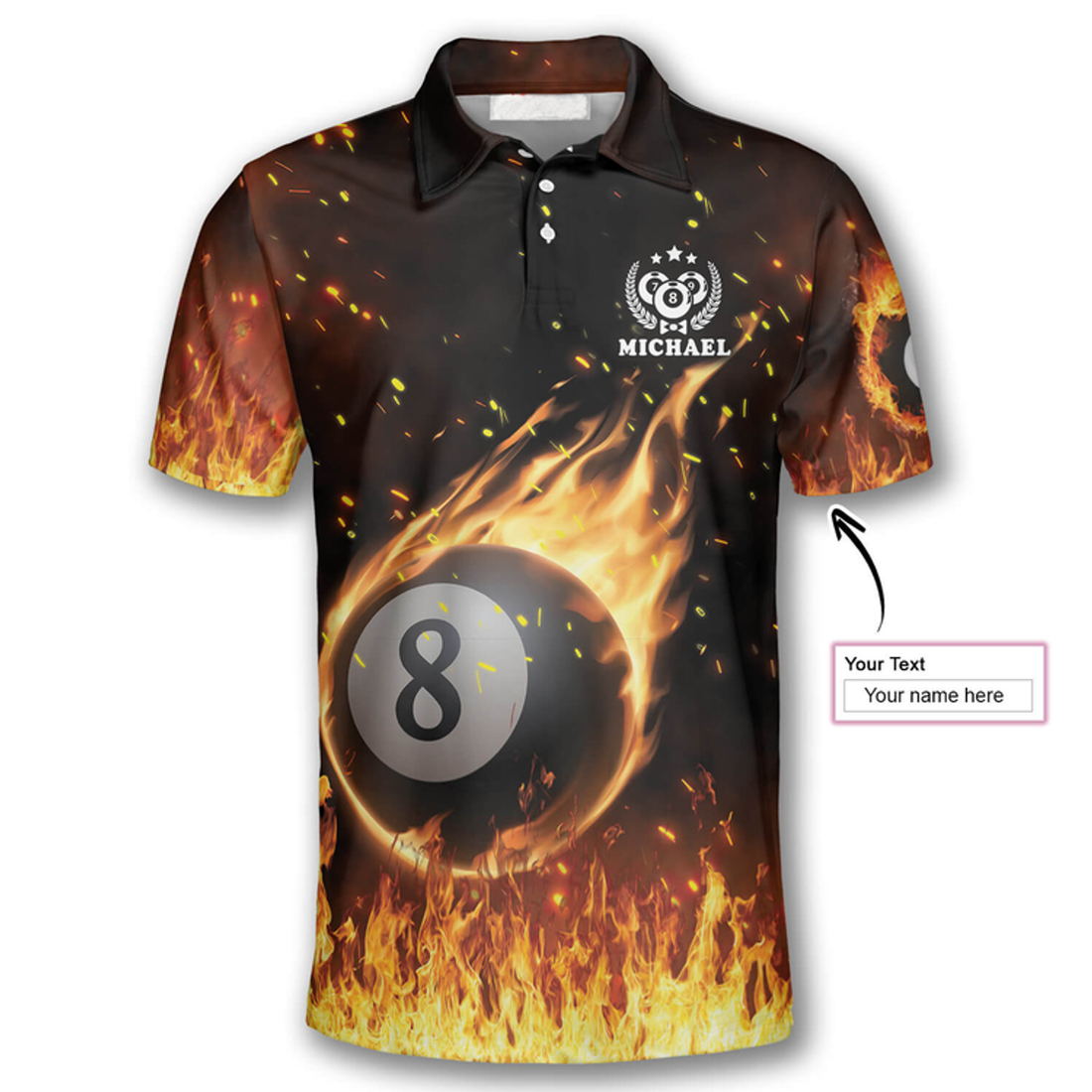 Custom I Play Pool So I Don't Choke People Custom Billiard Polo Shirts for Men, Ball Fire Billiard Shirt