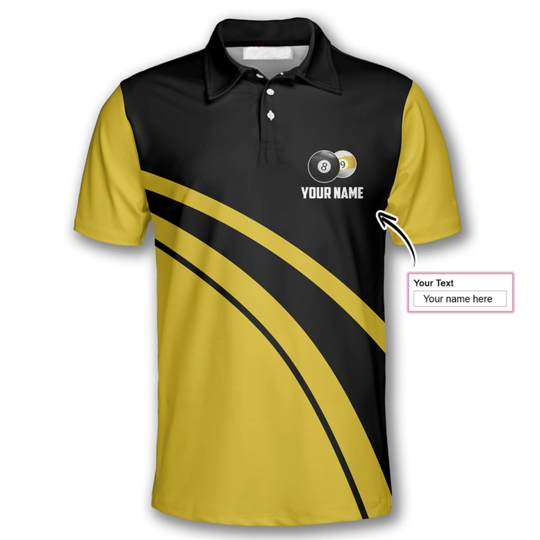 Custom Billiard I'M Bipooler I Playing 8 And 9 Ball Yellow Black Custom Billiard Shirts For Men, Funny Billiard Shirt