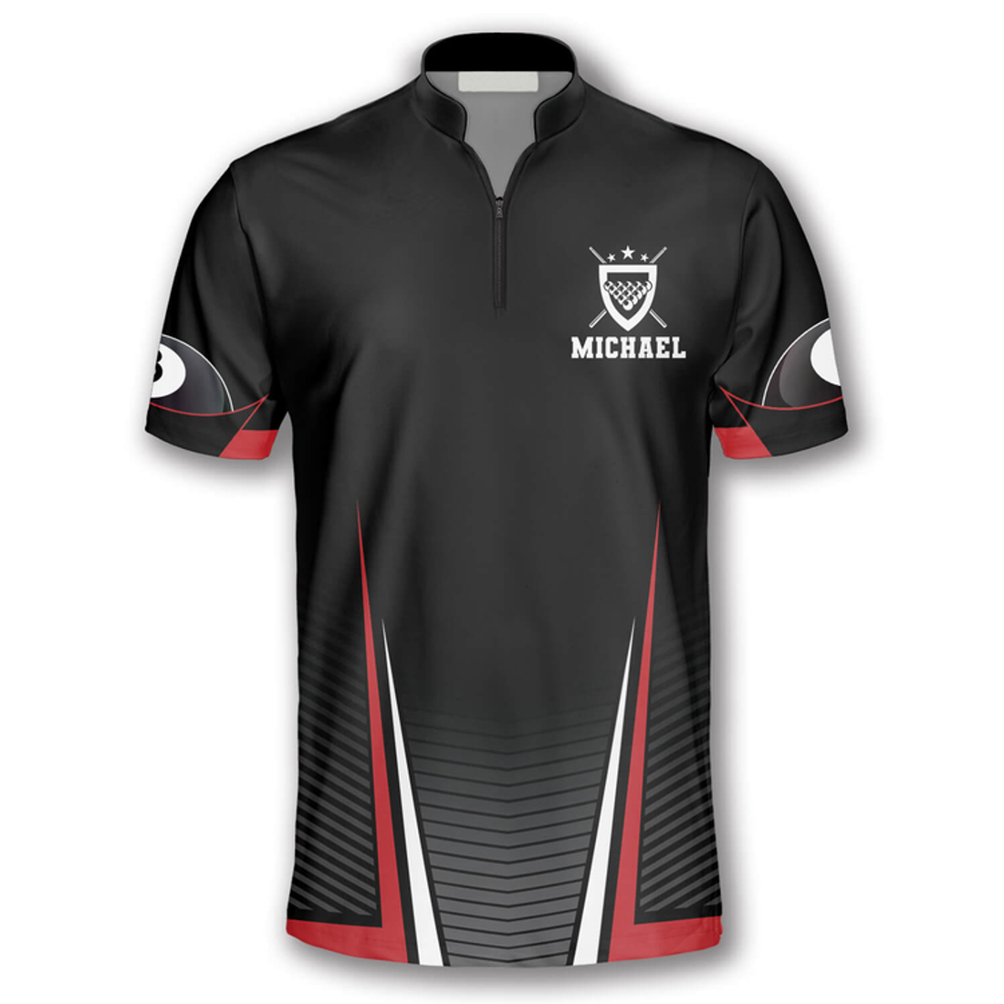 Custom Personalized Name Team Name Billiard Balls Red Black Custom Billiard Jerseys for Men