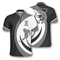 Custom Black Grey Silhouette Custom Billiard Jerseys for Men, Team Billiard Shirt, Uniform Billiard Team