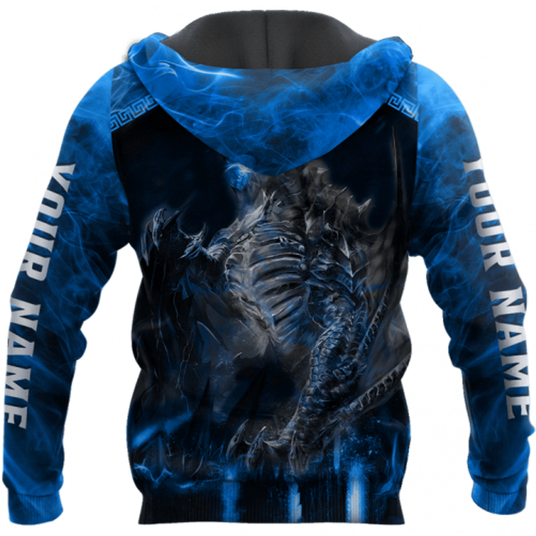 FUNSTUFFPRINT Personalized Blue Dragon 3D Hoodie and Zip Hoodie