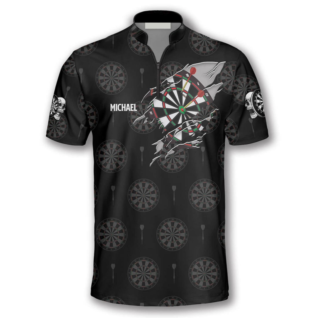 Custom Born to Play Darts Custom Darts Jerseys for Men, Personalized Name Dart Zipper Polo Shirt