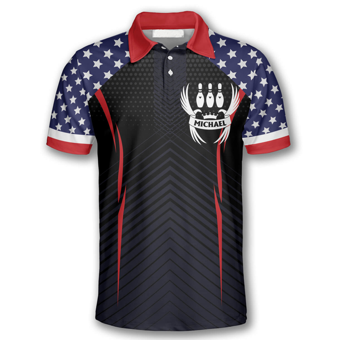 Custom Bowling Eagle American Flag Custom Bowling Shirts For Men