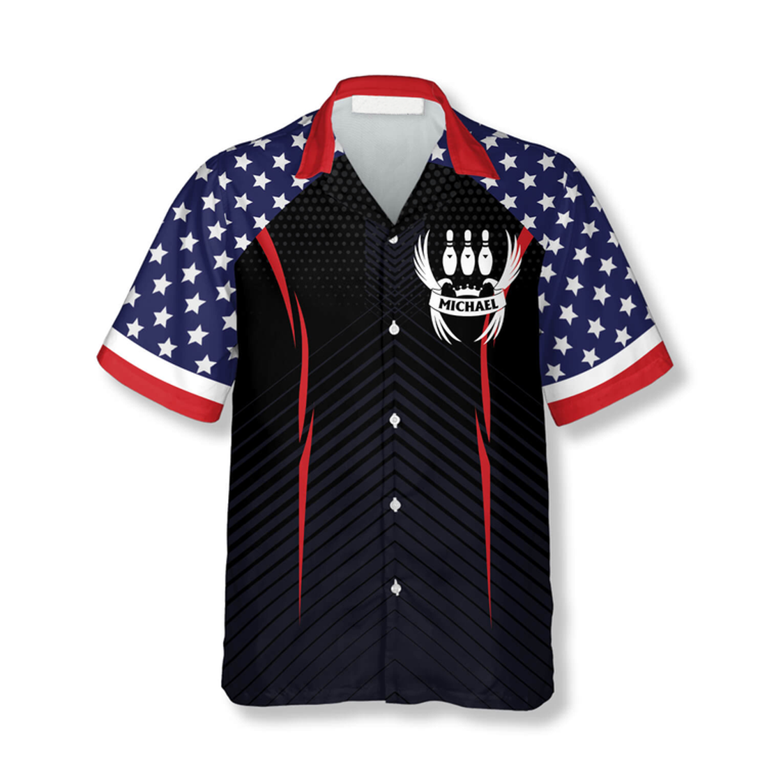 Custom Patriotic American Flag Eagle Custom Bowling Hawaiian Shirt, Flag USA Bowling Hawaiian Shirt