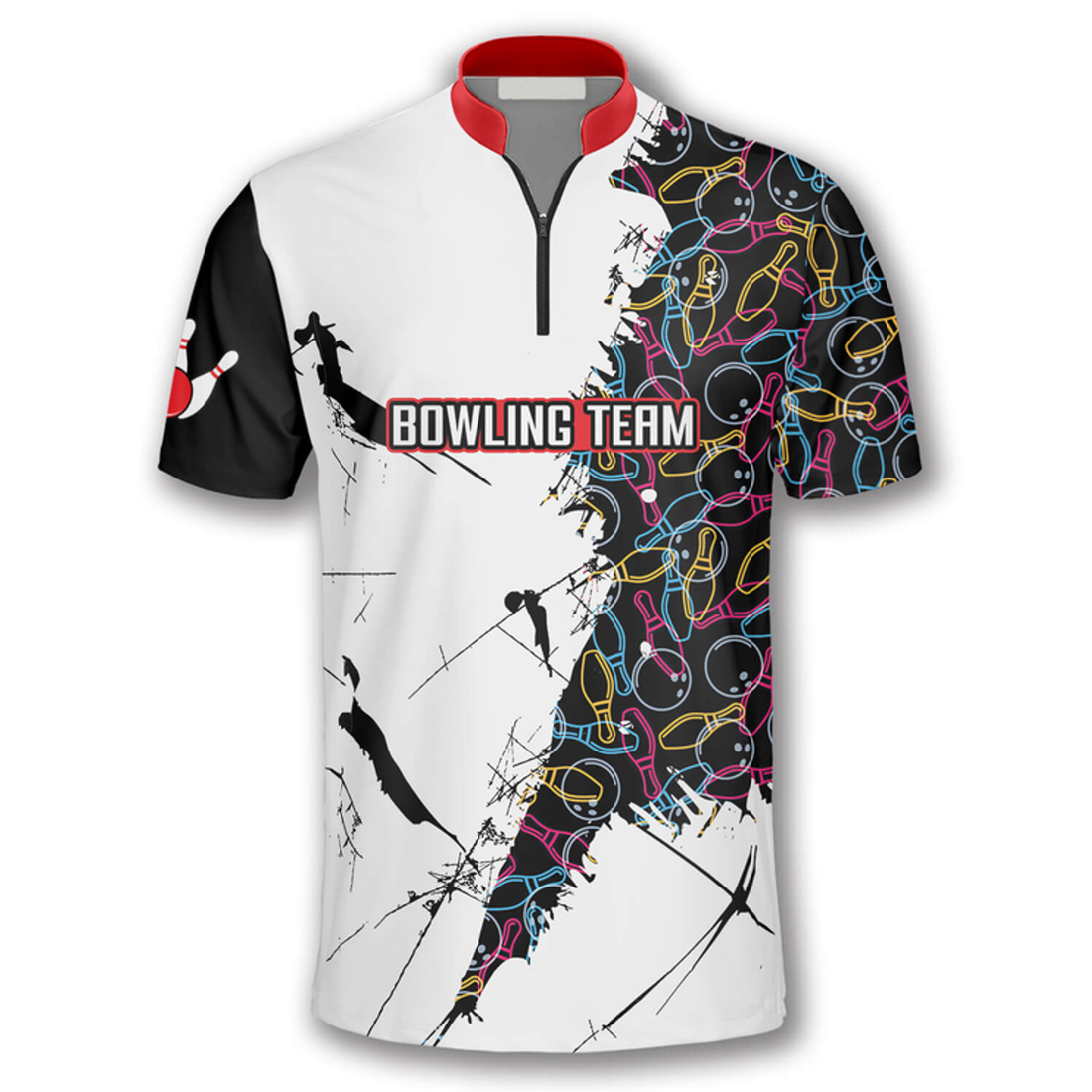 Custom Bowling Force Custom Bowling Jerseys for Men, Zipper Polo Shirt Bowling Shirt, Gift for Him