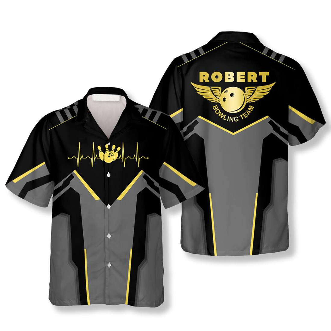 Custom Heartbeat Pulse Line Custom Bowling Hawaiian Shirt, Perfect Gift for Bowling Team, Bowling Lover