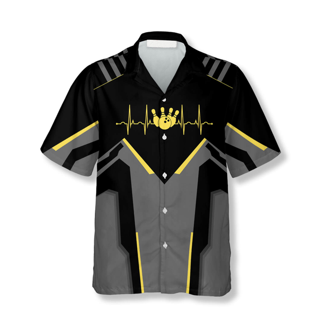 Custom Heartbeat Pulse Line Custom Bowling Hawaiian Shirt, Perfect Gift for Bowling Team, Bowling Lover