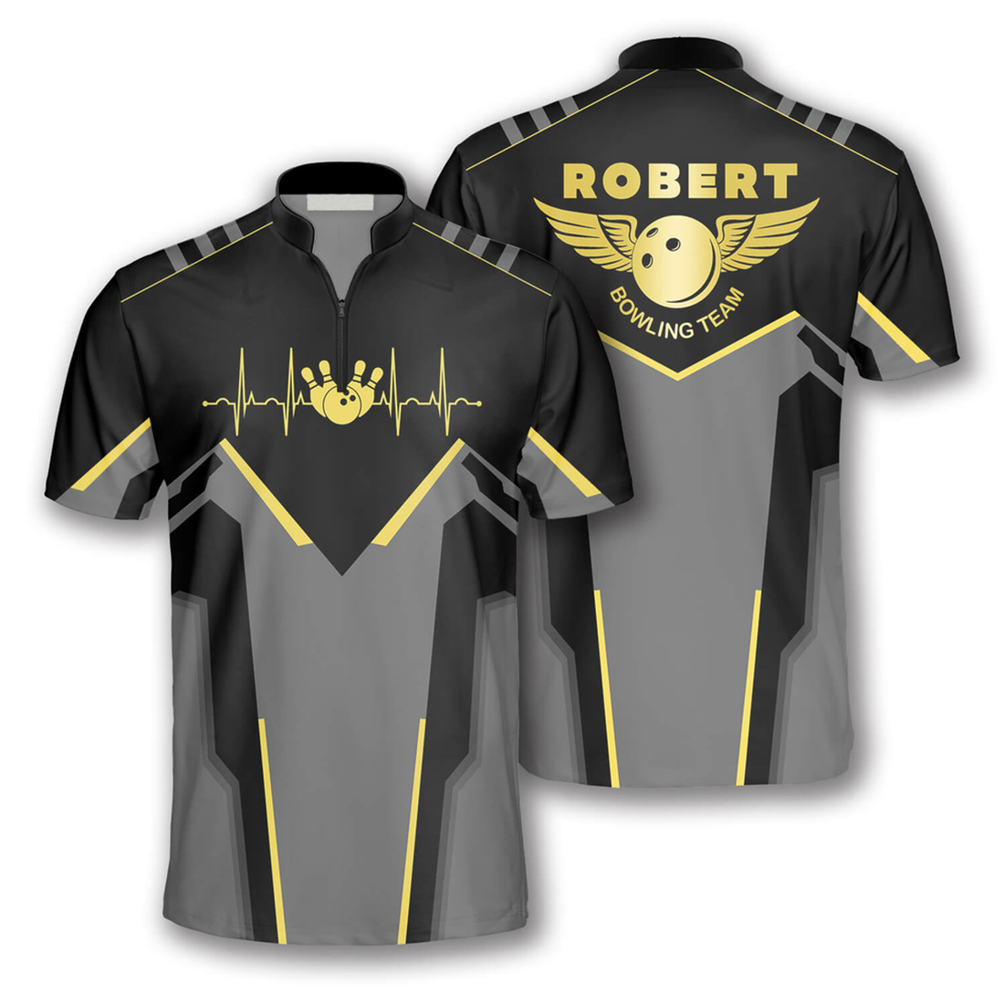 Custom Bowling Heartbeat Pulse Line Custom Bowling Jerseys for Men, Uniform Shirt for Bowling Team, Bowling Shirt