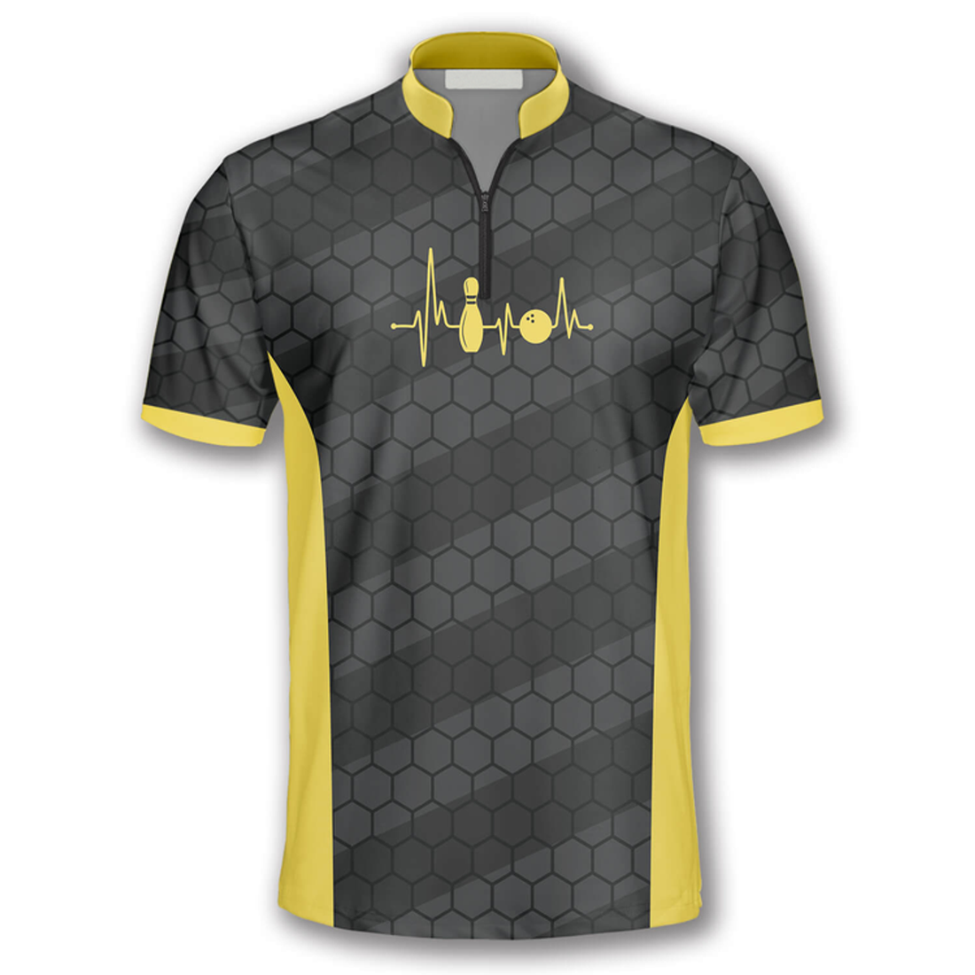 Custom Personalized Name Bowling Heartbeat Honeycomb Pattern Custom Bowling Jerseys for Men