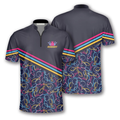 Custom Zipper Polo Shirt Bowling Pattern In Navy and Black Custom Bowling Jerseys for Men, Cool Shirt for Bowling Lover