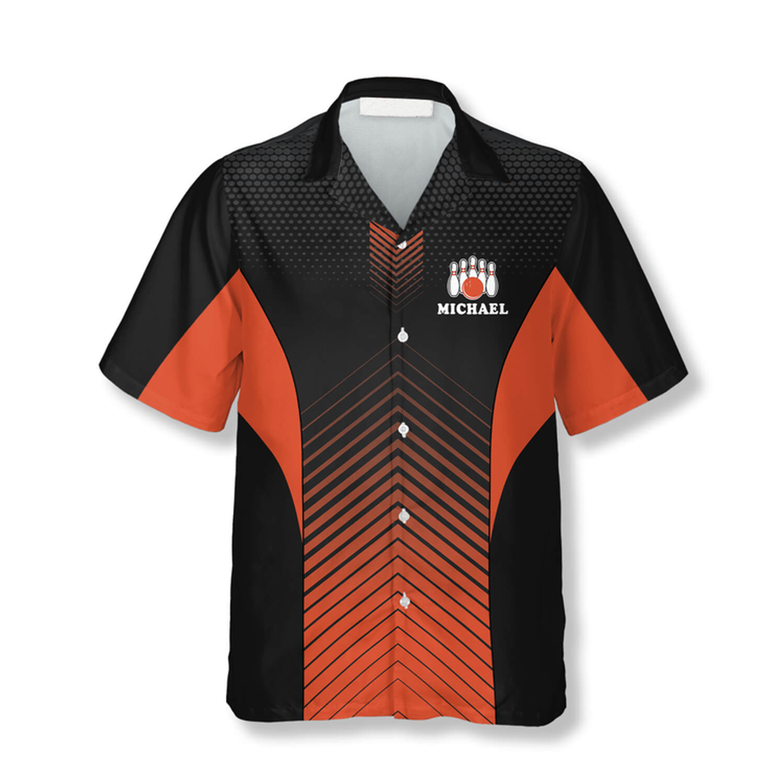Custom King of the Lanes Orange Custom Bowling Hawaiian Shirt, Gift for Bowler, Personalized Bowling 3D Shirt