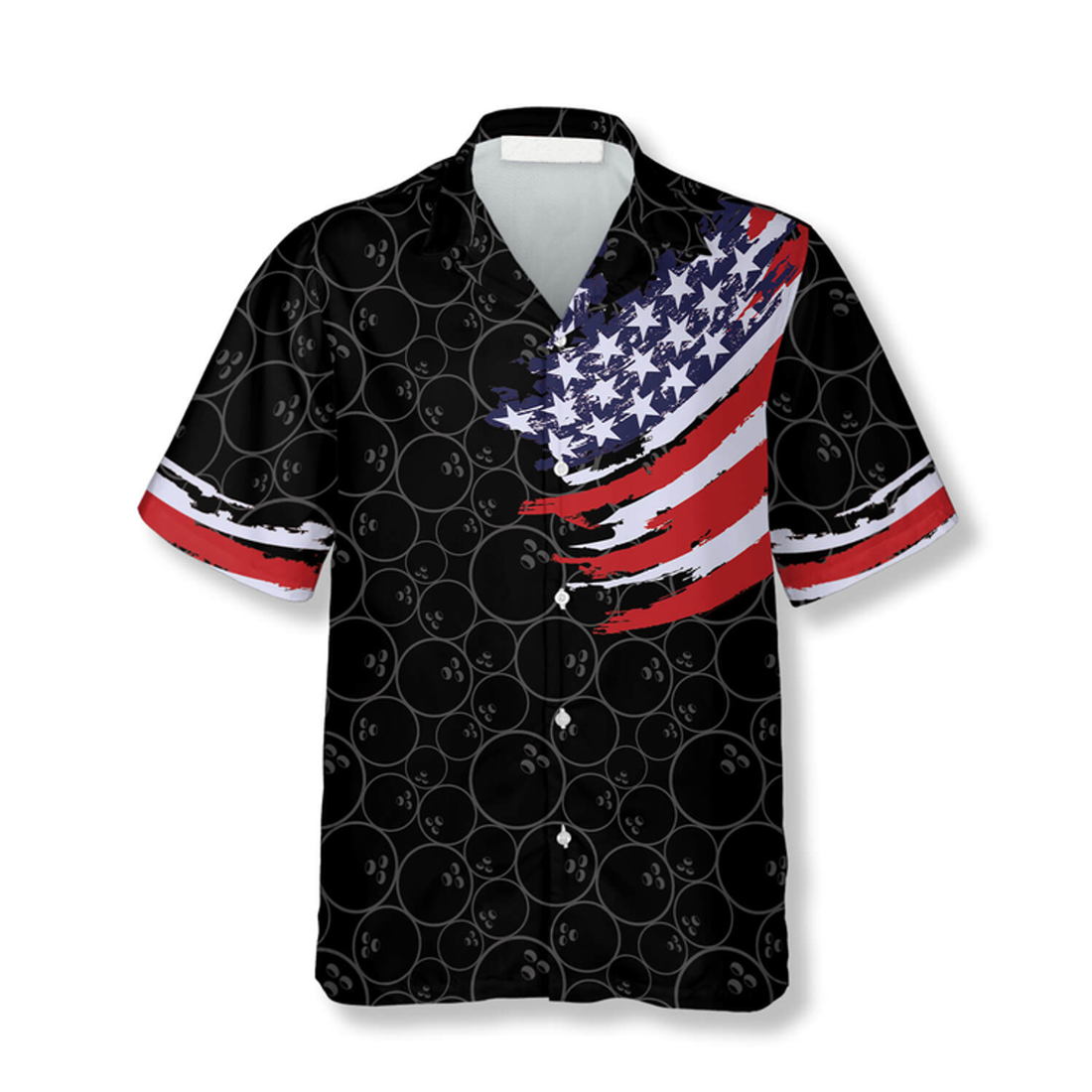 Custom Bowling Pattern Flag Crown Emblem Custom Bowling Hawaiian Shirt, Bowling Shirt, Flag Hawaiian Shirt