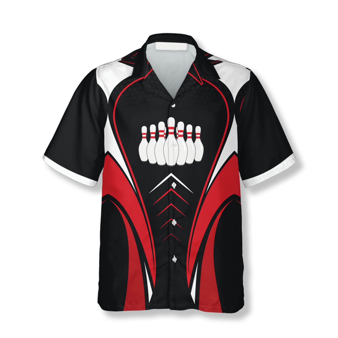Custom Bowling Pins Red Black Custom Bowling Hawaiian Shirt, Personalized Bowling Hawaiian Shirt, Gift for Bowler