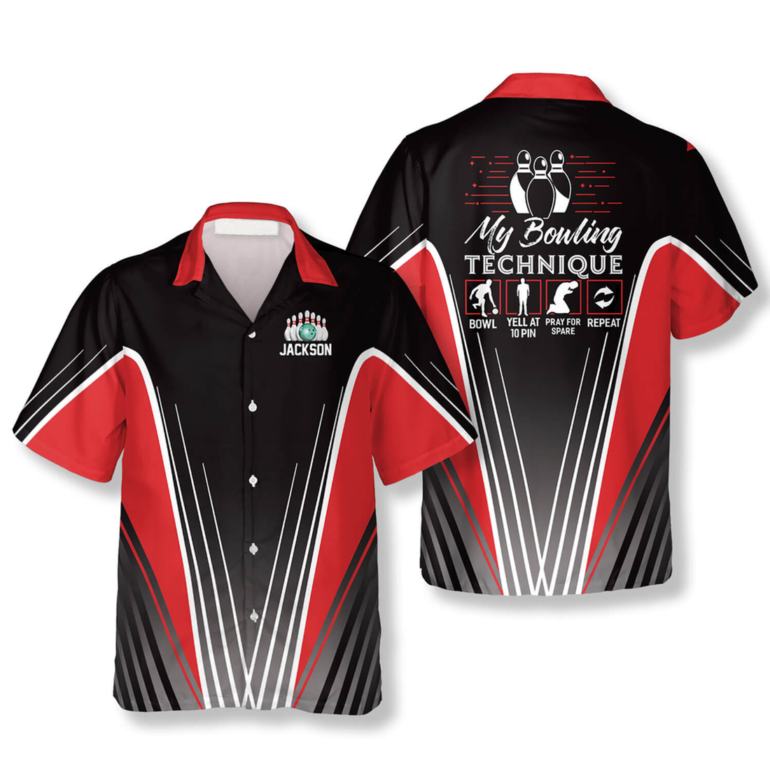 Custom My Bowling Technique Funny Custom Bowling Hawaiian Shirt, Personalized Name Bowling Hawaiian Shirt