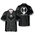 Custom Black Sports Style Trophy Emblem Custom Bowling Hawaiian Shirt, Uniform Shirt for Team Bowling