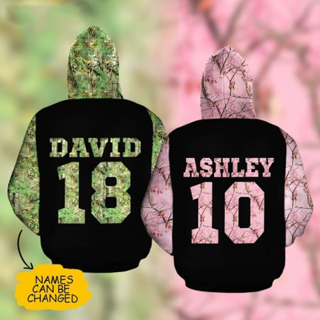 FUNSTUFFPRINT Personalized Hunting Camo 3D All Over Hoodie Clyde Bonnie 3D Hoodie and Zip Hoodie