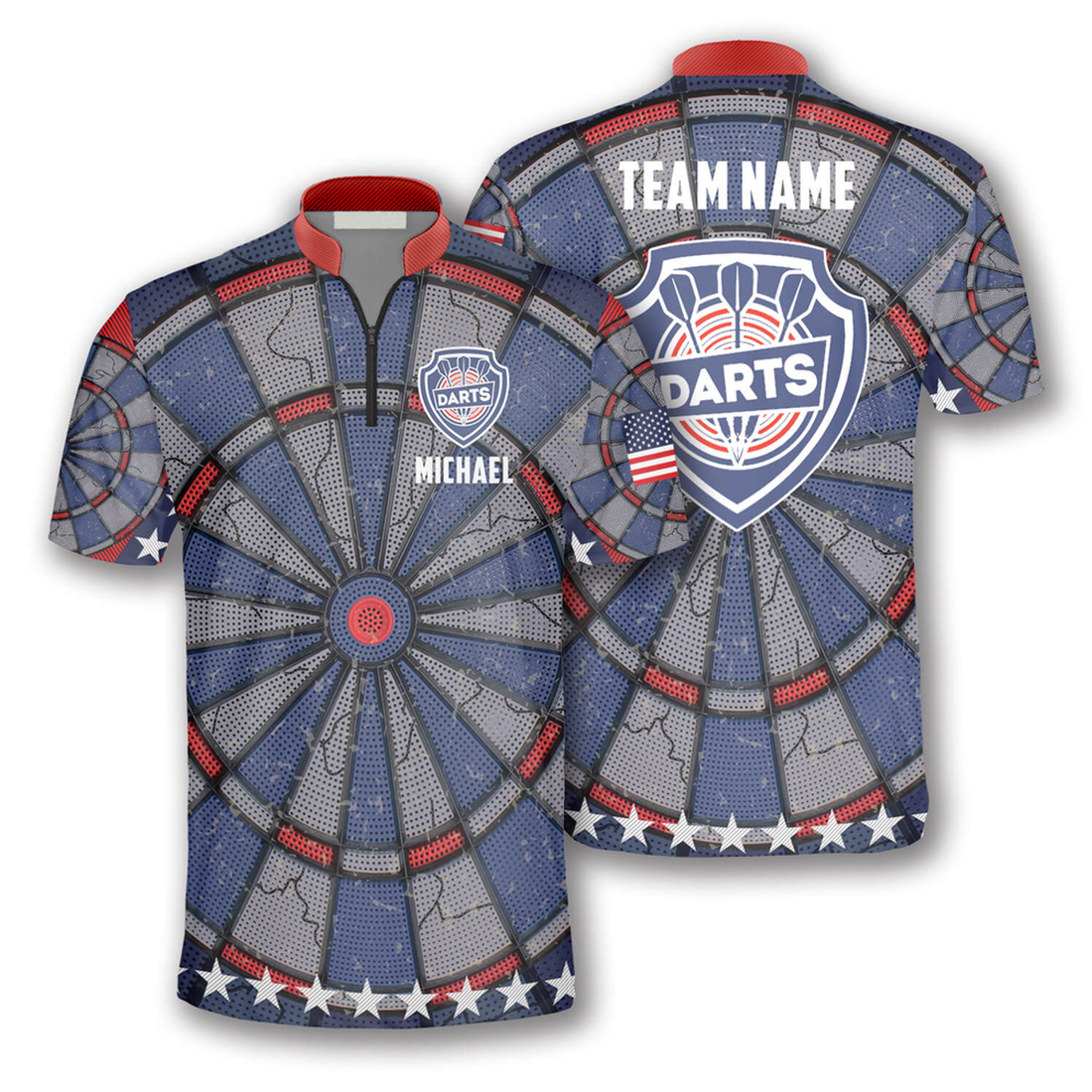 Custom Zipper Polo Shirt Dart Board Pattern Background Custom Darts Jerseys for Men, Shirt for Dart Player