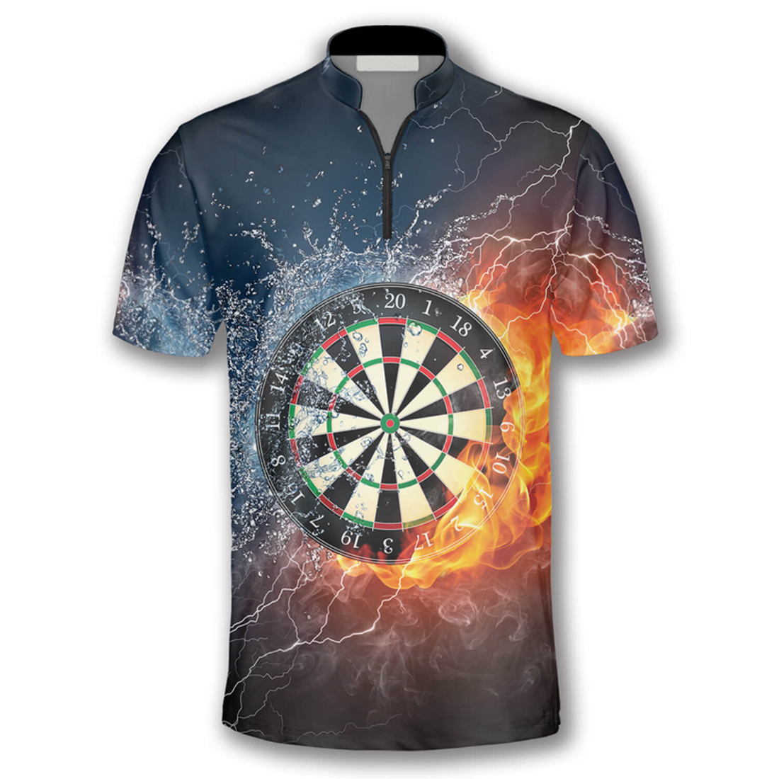Custom Dartboard Fire and Water Custom Darts Jerseys for Men, Personalized Name Dart Fire Shirt, Dart Jersey Shirt