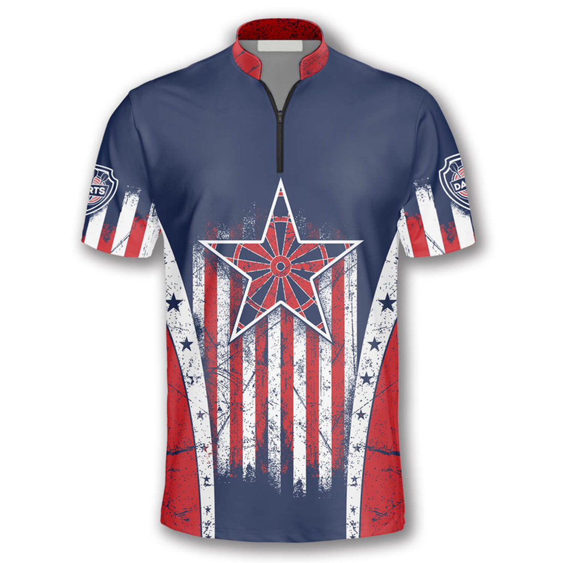 Custom Retro American Flag Blue Custom Darts Jerseys for Men, Star Dart Flag USA Shirt, Perfect Gift for Dart Team