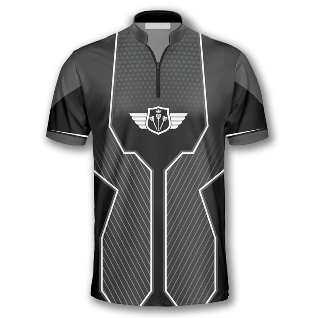 Custom Black Lion Head Custom Darts Jerseys for Men, Zipper Polo Shirt Top Dart Shirt