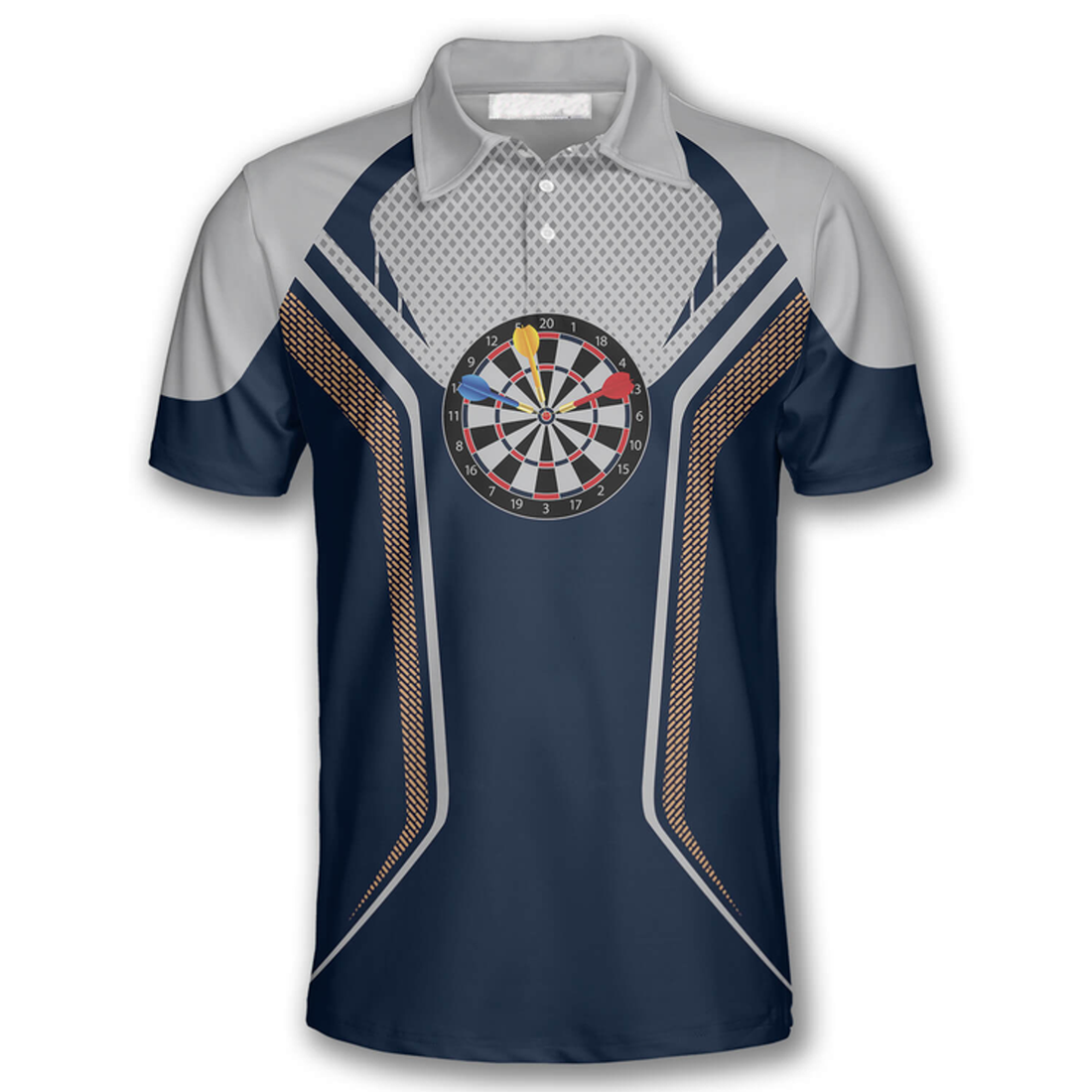 Custom 3D All Over Print Darts Eagle Blue Grey Custom Darts Polo Shirts for Men