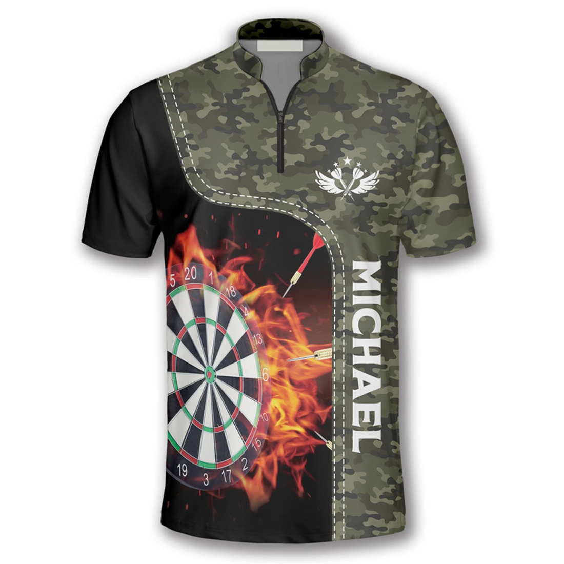 Custom Personalized Camo Dartboard In Fire Custom Darts Jerseys For Men, Idea Gift for Dart Lovers