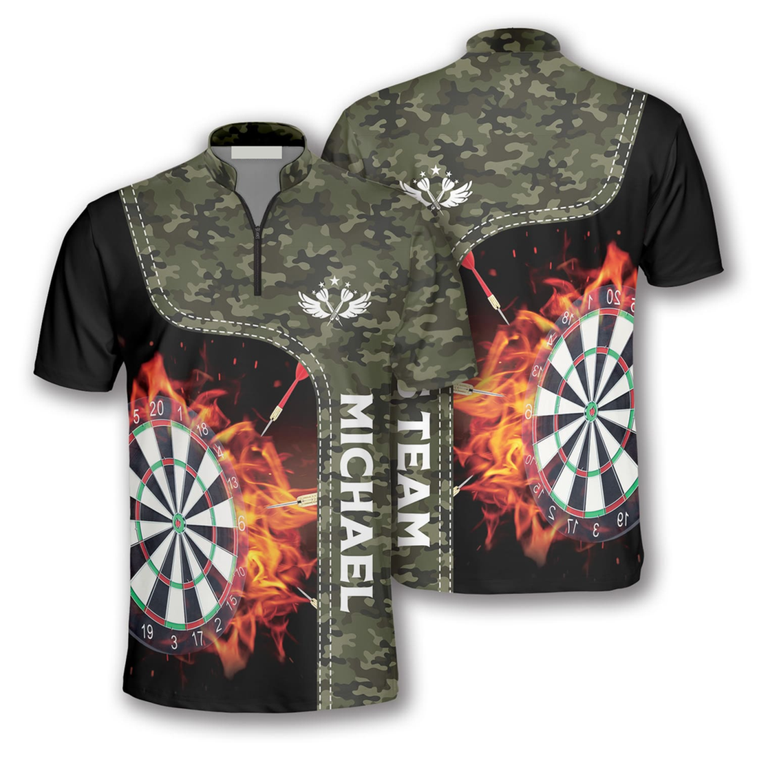 Custom Personalized Camo Dartboard In Fire Custom Darts Jerseys For Men, Idea Gift for Dart Lovers