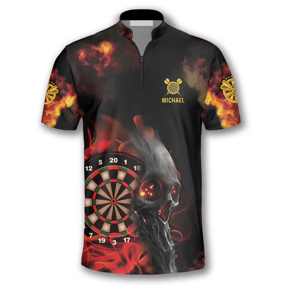 Custom Darts Fire Smoky Skull Custom Darts Jerseys For Men, Skull Dart Jersey shirt for Team