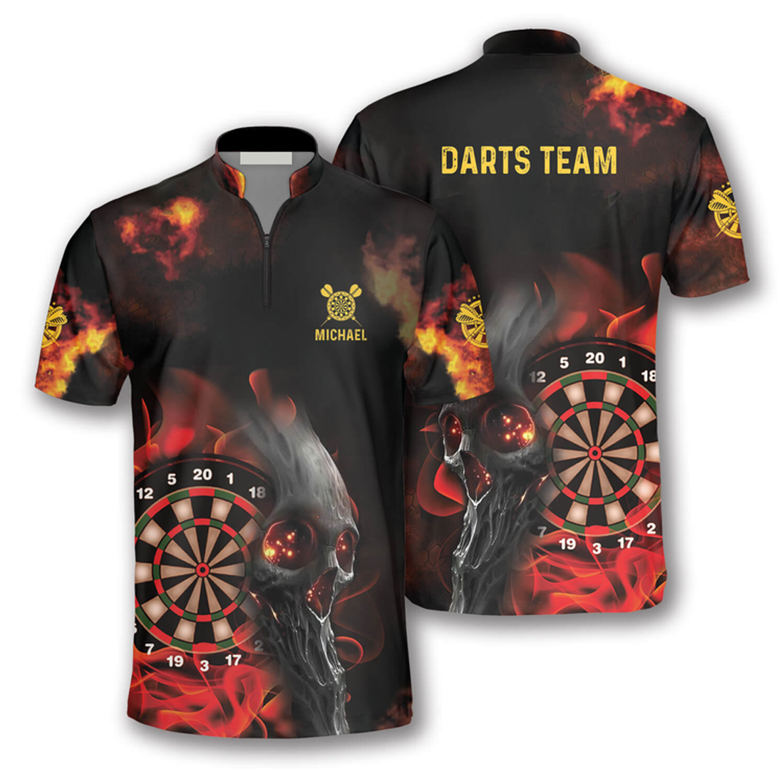Custom Darts Fire Smoky Skull Custom Darts Jerseys For Men, Skull Dart Jersey shirt for Team