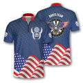 Custom Blue Waving Flag Custom Darts Jerseys for Men, Uniform Shirt for Dart Team, Dart player