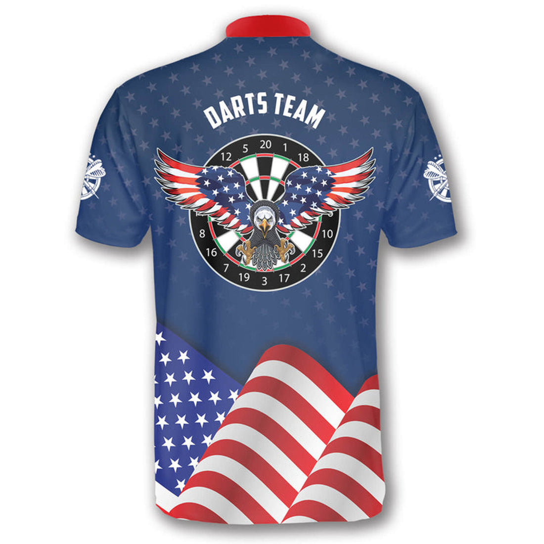 Custom Blue Waving Flag Custom Darts Jerseys for Men, Uniform Shirt for Dart Team, Dart player