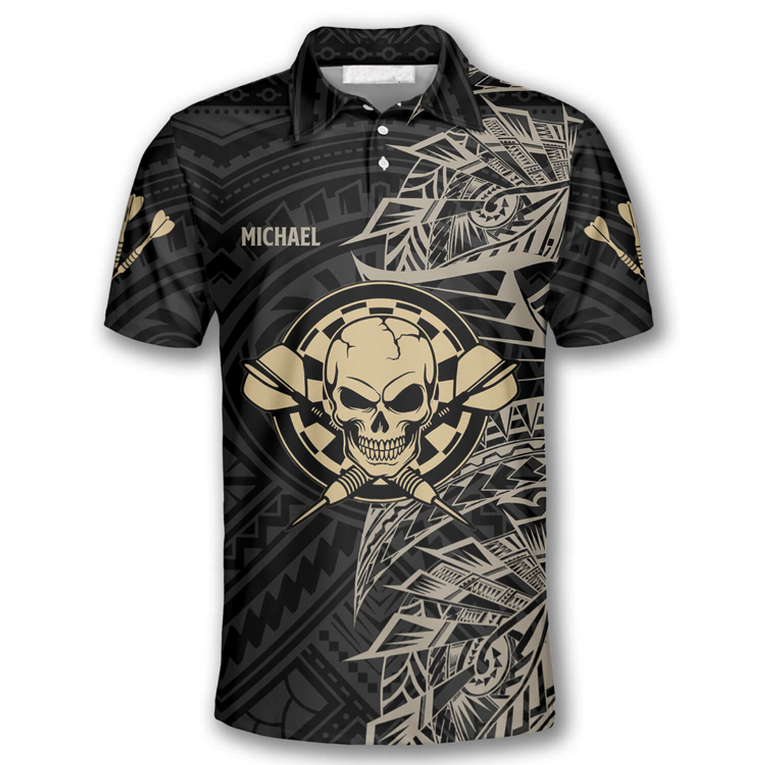 Custom 3D All Over Print Gold Tribal Athlete Custom Darts Shirts For Men, Gift For Darts Lovers