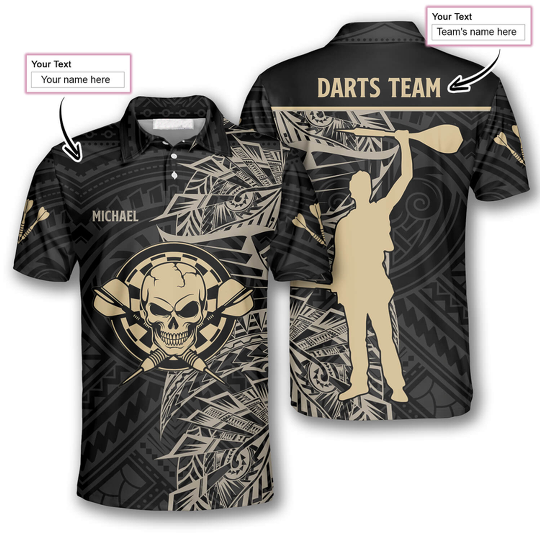 Custom 3D All Over Print Gold Tribal Athlete Custom Darts Shirts For Men, Gift For Darts Lovers