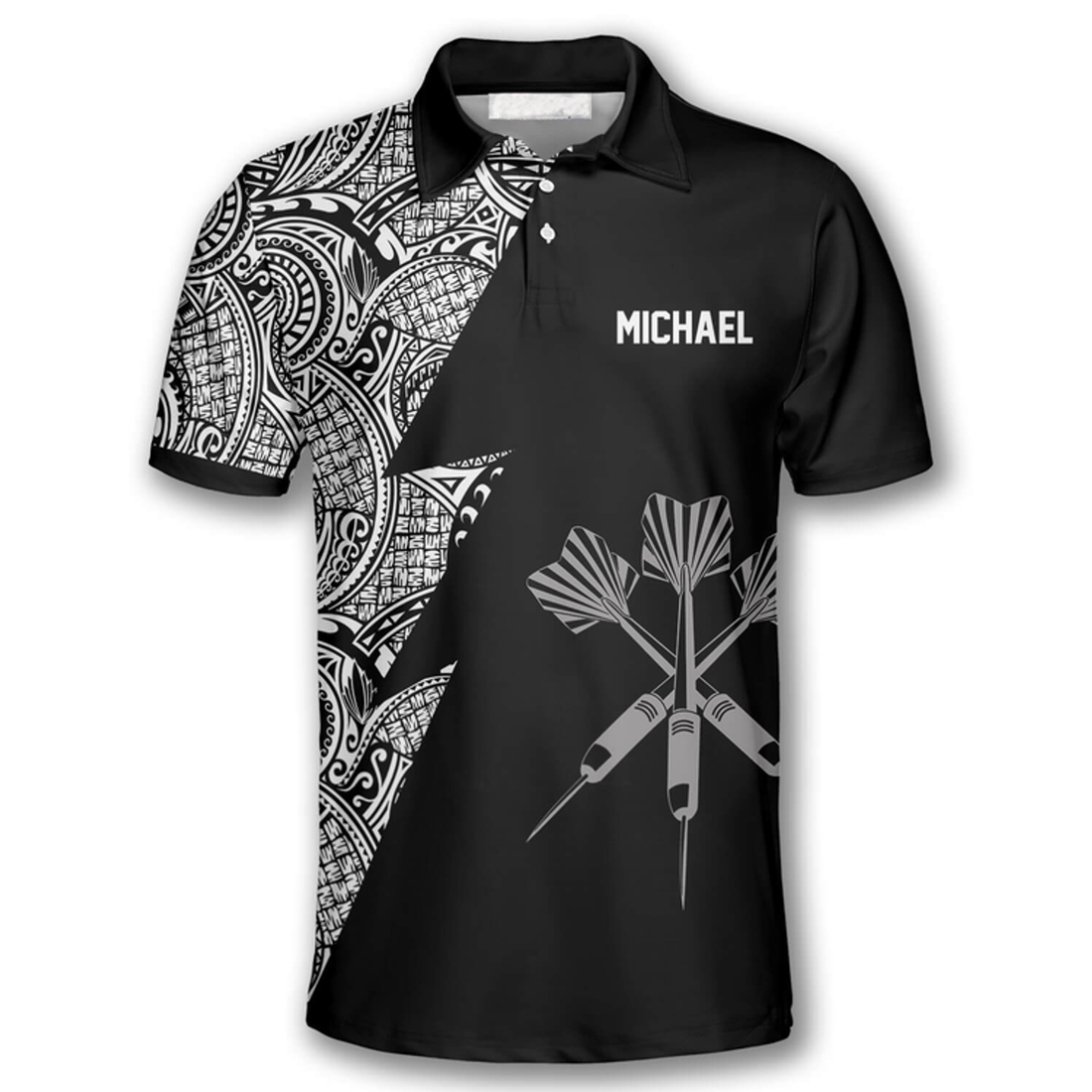 Custom Dart Arrows Tribal Black White Custom Darts Shirts For Men, Gift For Birthday Dart Player