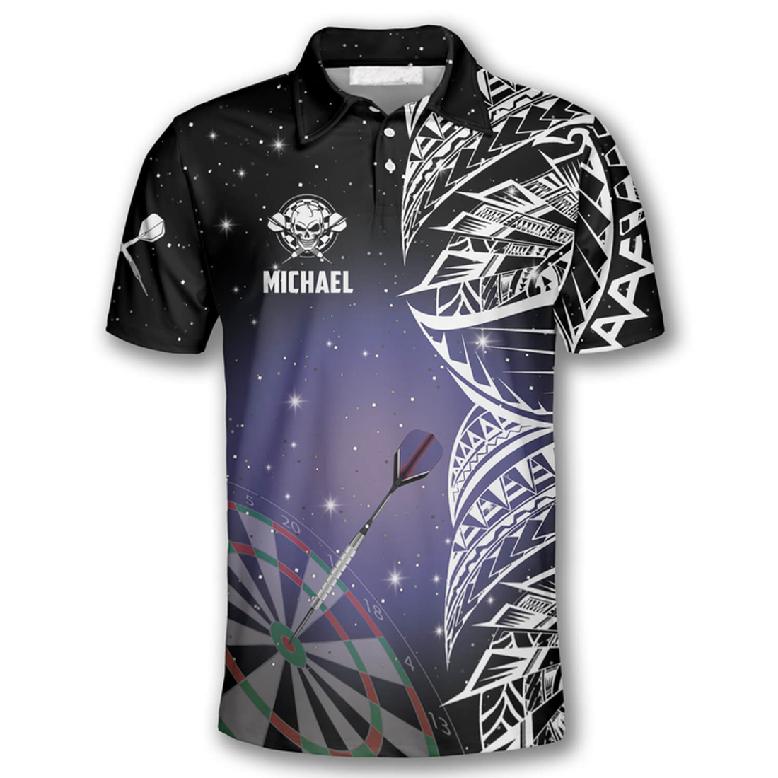 Custom Night Sky Custom Darts Shirts for Men, 3D All Over Print Dart Polo Shirt