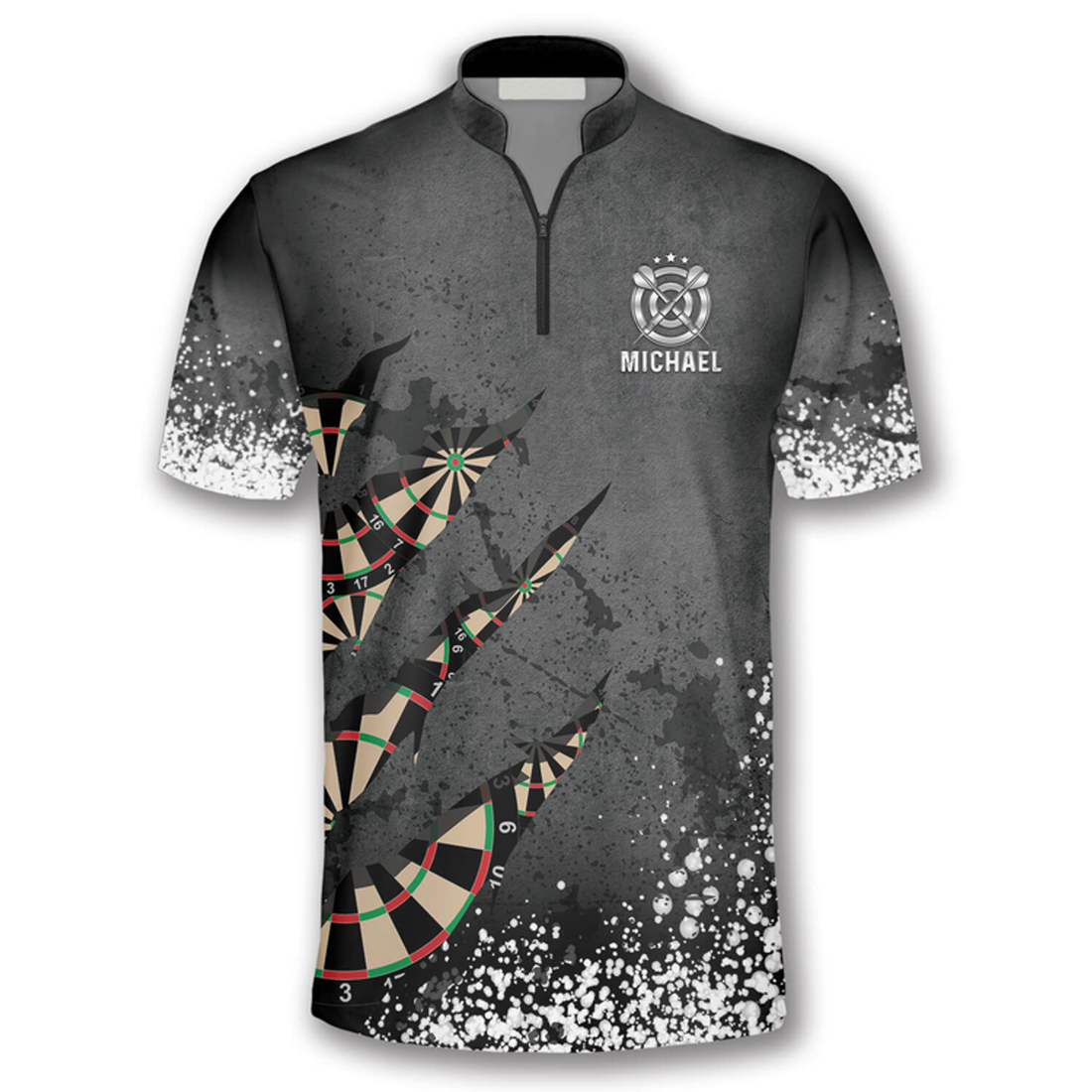 Custom Paint Splash Custom Darts Jerseys for Men, Zipper Polo Shirt Dart Shirt, Dart Jersey Shirt
