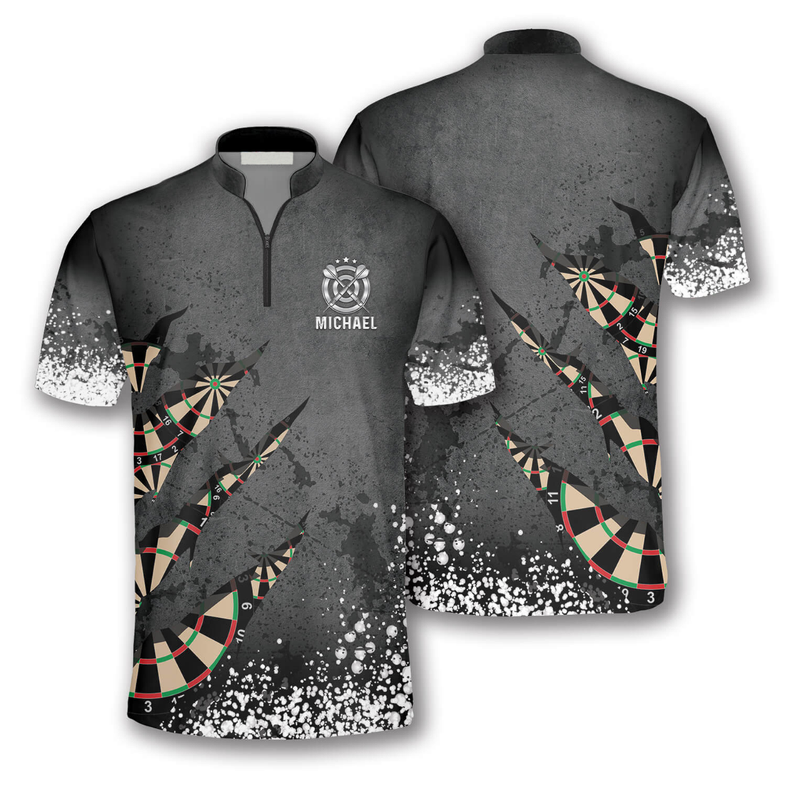 Custom Paint Splash Custom Darts Jerseys for Men, Zipper Polo Shirt Dart Shirt, Dart Jersey Shirt