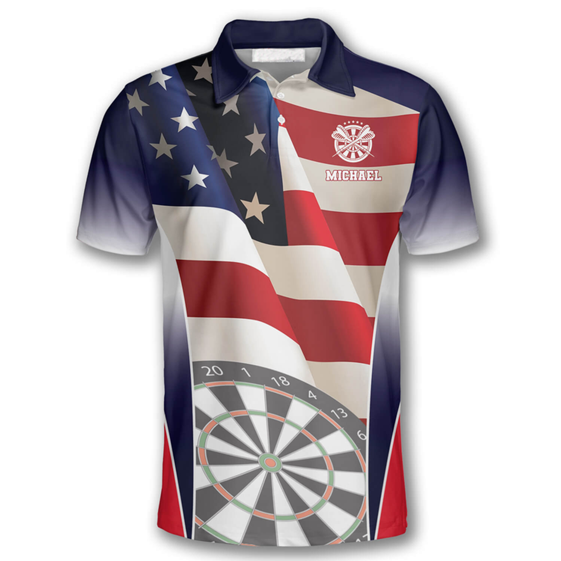 Custom 3D All Over Print Darts Patriotic Flag Version 3 Custom Polo Shirts for Men
