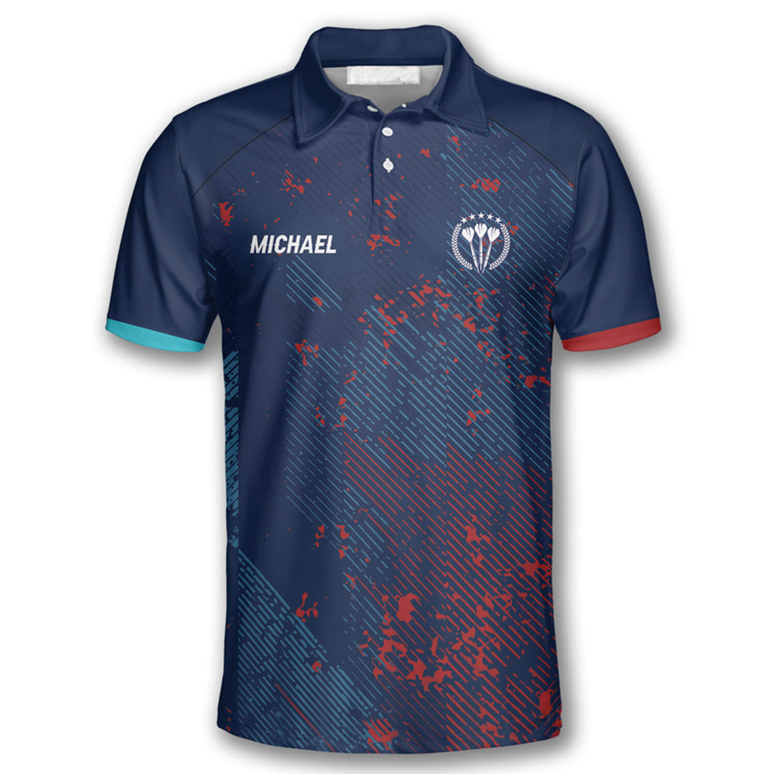 Custom Darts Red Blue Geometric Pattern Custom Polo Shirts for Men, Idea Team Uniform Shirt