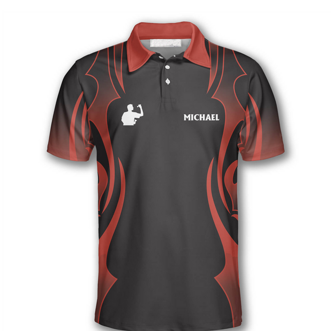 Custom Red Tattoo Pattern Custom Darts Shirts For Men, Custom Dart Team Uniform