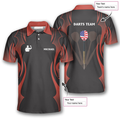 Custom Red Tattoo Pattern Custom Darts Shirts For Men, Custom Dart Team Uniform