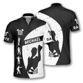 Custom Silhouettes Black White Version Custom Darts Jerseys for Men, Perfect Shirt for Dart Player